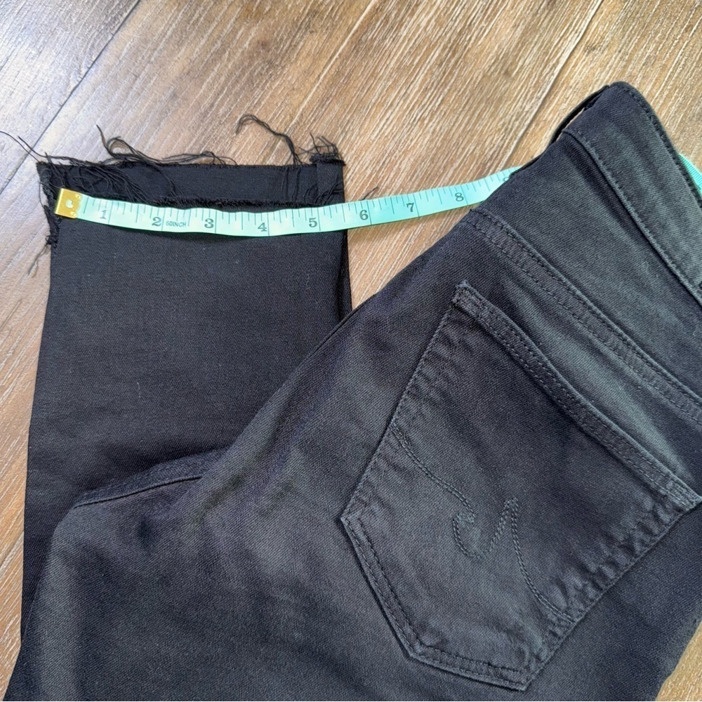 AG The Stevie Ankle Slim Straight Jeans Raw hem Black Step Crop Mid Rise - Picture 3 of 11